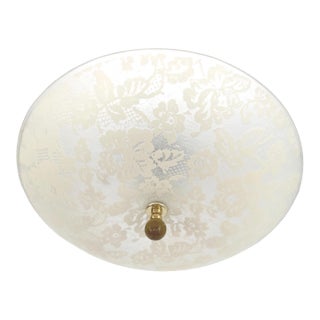 Mid Century Floral Damask Flush Light For Sale