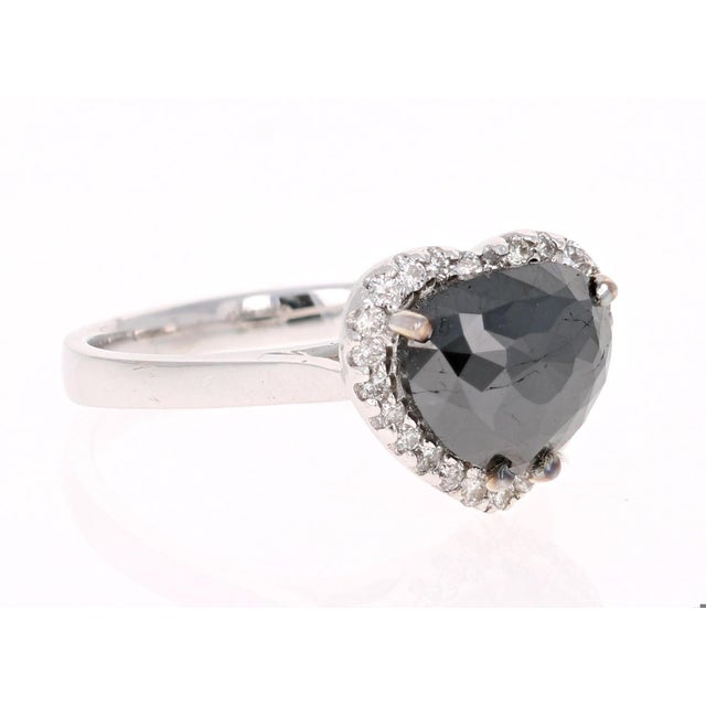BOLD, ELEGANT and BEAUTIFULLY UNIQUE! A 2.34 Carat Black Diamond White Gold Cocktail or Fashion Ring! Can also be used as...