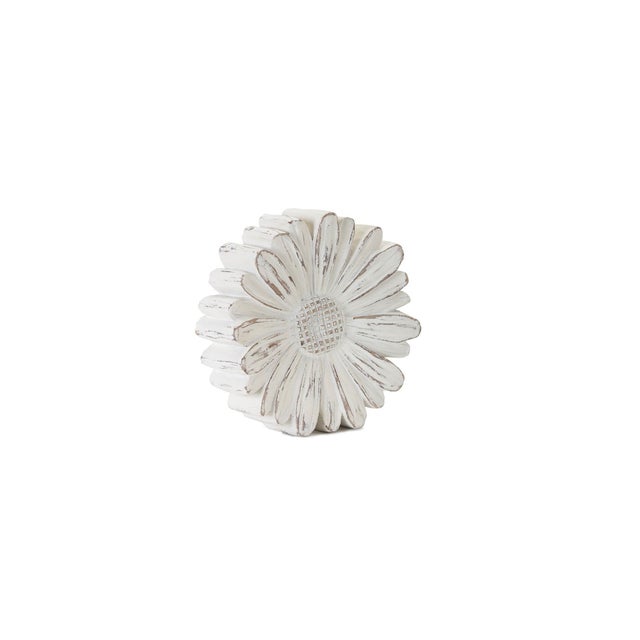 Kenneth Ludwig Chicago White Washed Stone Flower Decor (Set of 3) For Sale - Image 4 of 6
