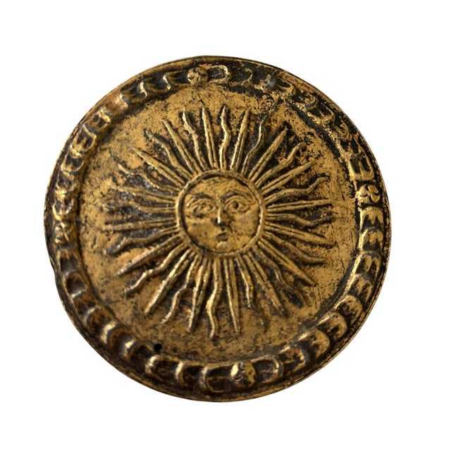 Mexican Vintage Sun of May Brass Coin Style Coasters Sol De Mayo Celestial Bohemian Eclectic Old World - Set of 10 For Sale - Image 3 of 7
