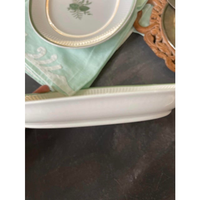 Mid-Century Modern Early 19th Century Danish Oval Serving Plates by Thorkild Olsen Royal Copenhagen Porcelain in Green Melodi - a Pair For Sale - Image 3 of 10