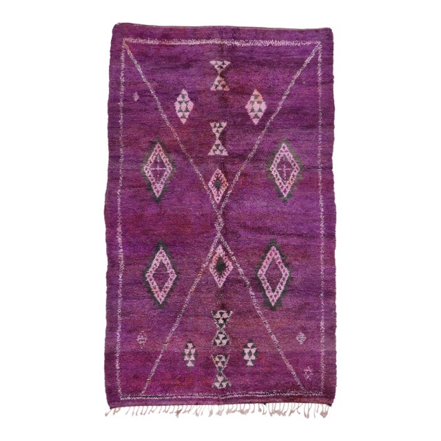 Vintage Purple Beni Mrirt Moroccan Rug - 06'00 X 09'09 For Sale