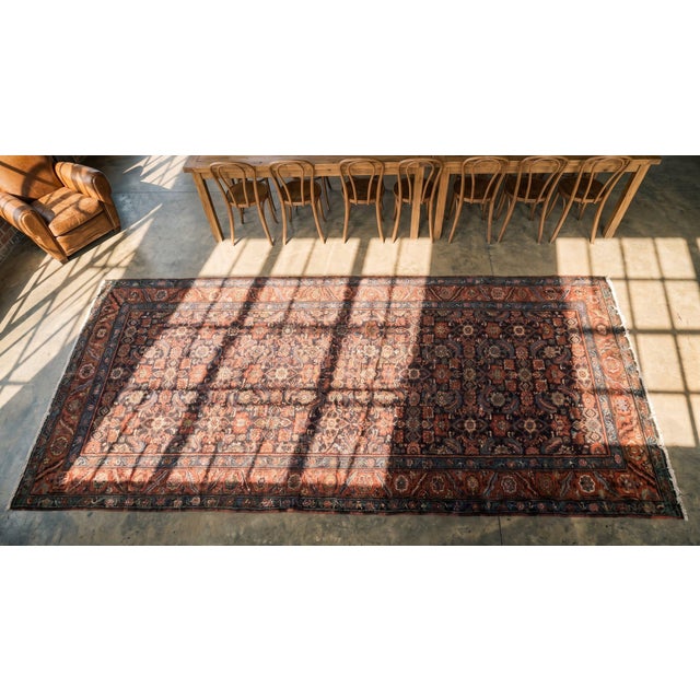 1890s Blue Navy Herati Tribal Antique Bakshaiesh Persian Rug 3'5" X 14'4" Handknotted Wool Carpet For Sale - Image 11 of 13