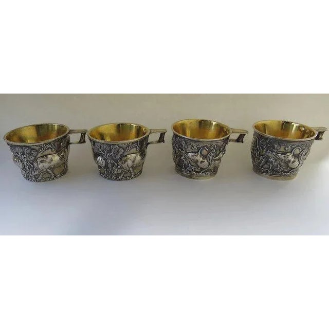 Silver 19th Century Cups Mugs Beakers Silver (850 ss) with Gold Wash (Vermiel) by Emille Gillieron Art Replica Vapheio Cup - Set of 4 For Sale - Image 8 of 10