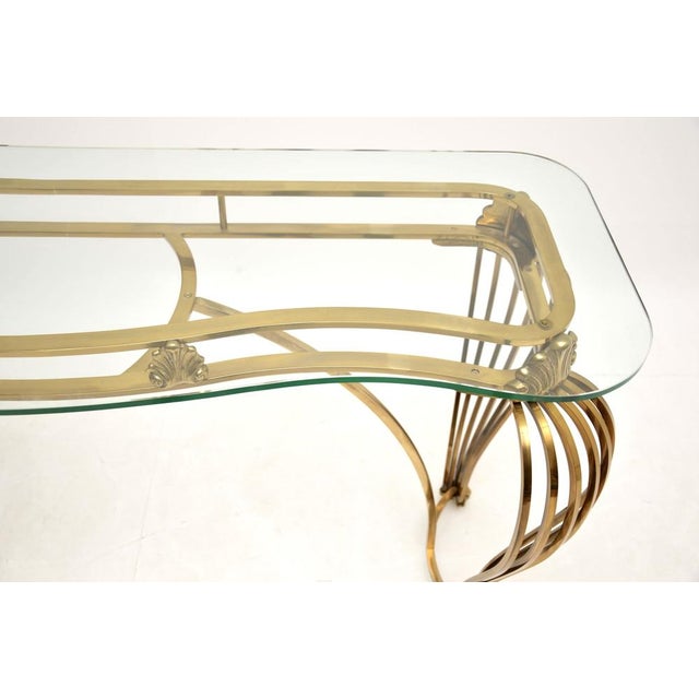 Gold Vintage Italian Brass and Glass Console Table, 1960s For Sale - Image 8 of 12