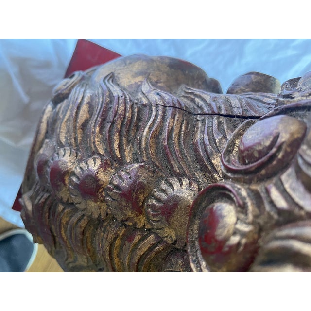 Antique Gilded Foo Lions - a Pair For Sale - Image 10 of 12