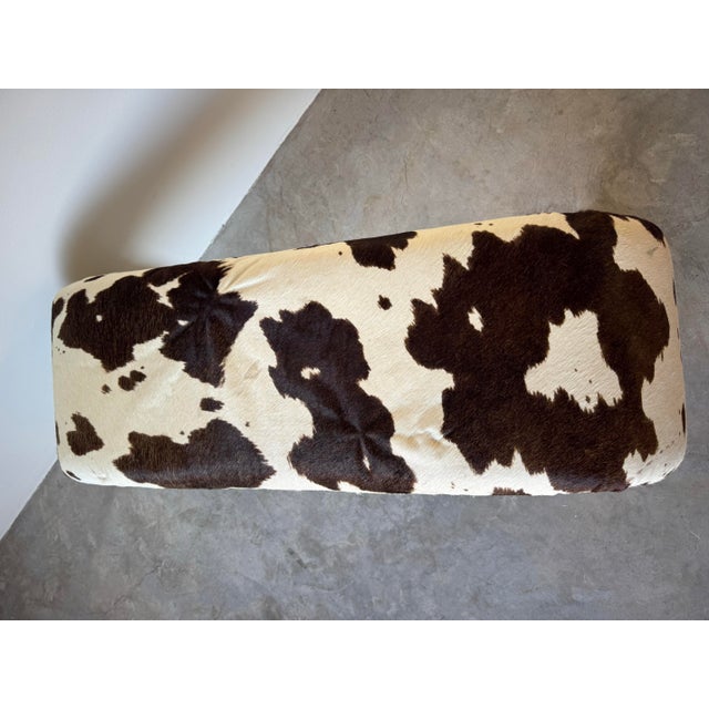 Vintage Cowhide Upholstered Waterfall Bench For Sale - Image 10 of 11