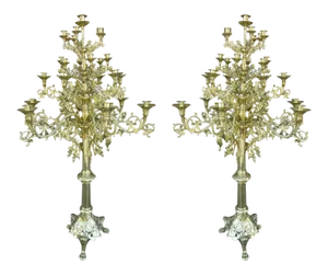 1860 Victorian Twenty Five Candle Candelabras - a Pair