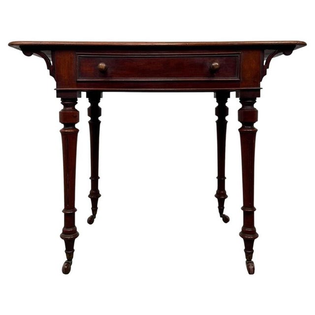 Gold 19th Century English Freestanding Mahogany Writing Table For Sale - Image 8 of 12