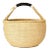 Bolga Ghana Natural With Back & Tan Handle Woven Basket For Sale