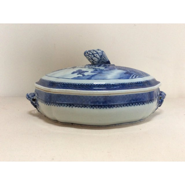 Blue Chinese Style Blue & White Covered Dish For Sale - Image 8 of 8