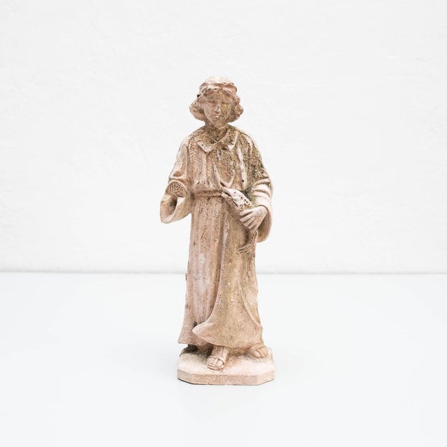 Traditional religious plaster figure. Made in traditional Catalan atelier, Spain, circa 1930. In original condition, with...