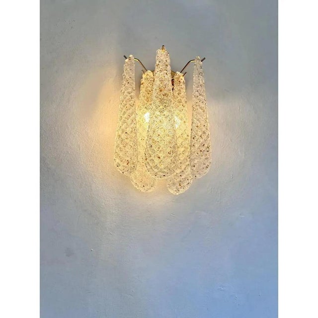 Contemporary Italian Gold Wall Sconce with Murano Conchiglie Glass by Simoeng, Set of 4 For Sale - Image 3 of 11
