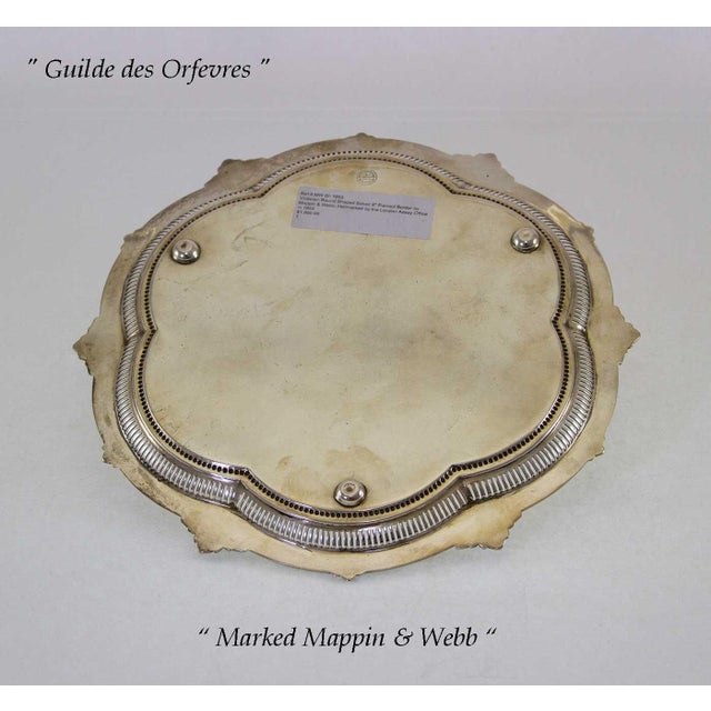Mappin & Webb 1853 Mappin & Webb Antiques Sterling Round Shaped & Chased Salver For Sale - Image 4 of 7