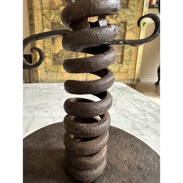 18th Century Alpine Iron Spiral Candleholder, 1730s For Sale - Image 4 of 17