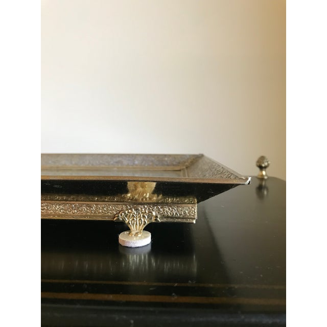 Floral Brass and Mirrored Table Top Tray Chairish