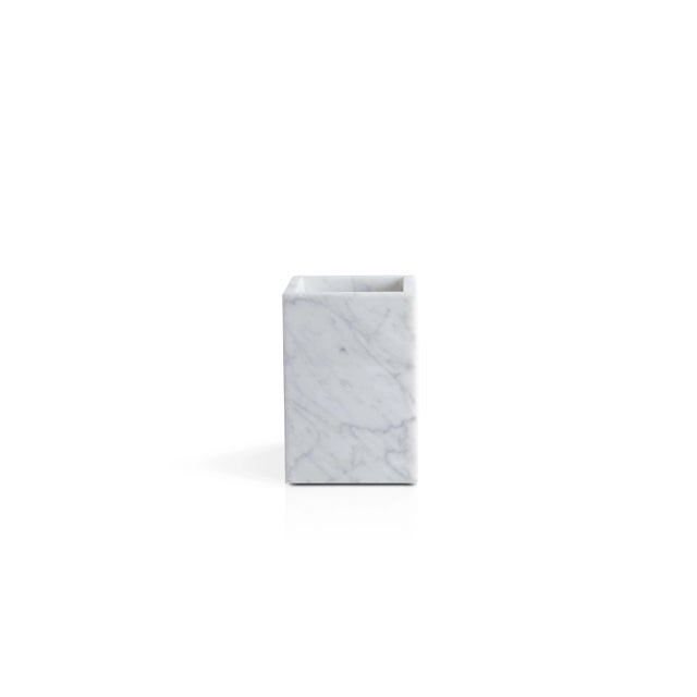 Square Toothbrush Holder in White Carrara Marble For Sale - Image 3 of 7