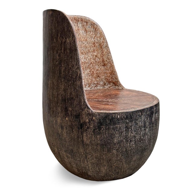 Late 20th Century Organic Modern Vintage Wash Coconut Palm Chair For Sale - Image 5 of 5