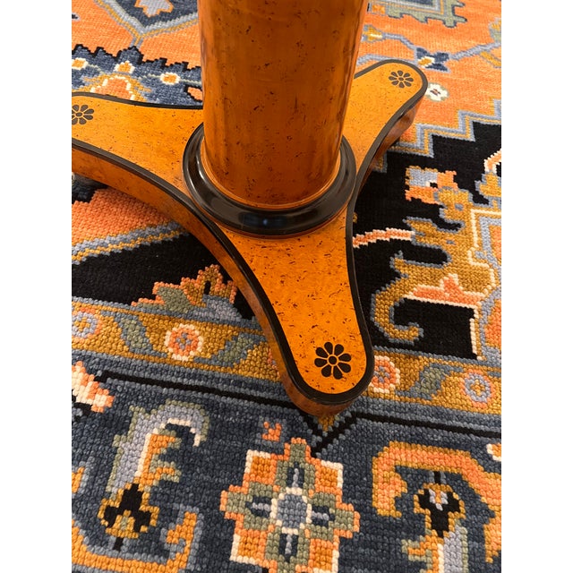 Art Deco Early 20th Century Spanish Inlaid Wood Pedestal Table, Round Tripod Base, European Classic For Sale - Image 3 of 4