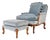 Baker Furniture Style French Provincial Louis XV Carved Walnut Velvet Upholstered Lounge Chair and Ottoman | Circa 1960s For Sale