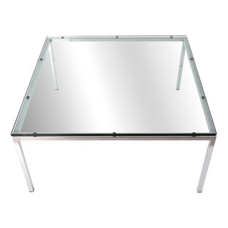 Square Side Table with Glass Top, Germany, 1968 For Sale