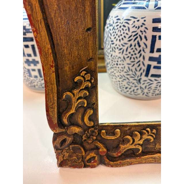 Vintage Hand Carved Wood Picture Frame With Folk Floral Motifs For Sale - Image 15 of 18