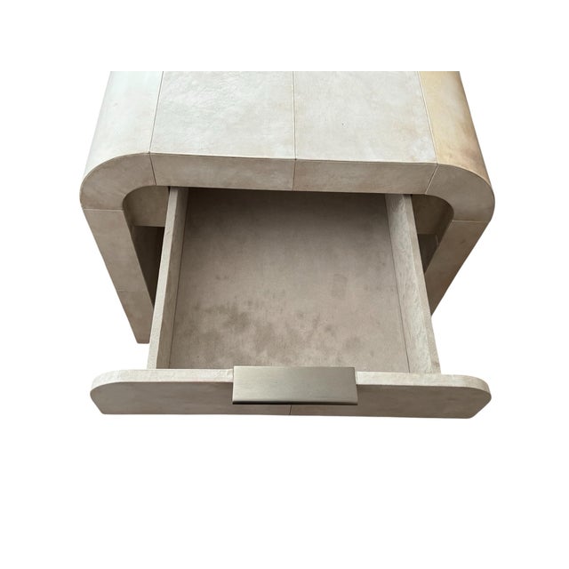 Wood Restoration Hardware Lucien Parchment Nightstands – Pair For Sale - Image 7 of 7