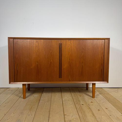 Teak Sideboard with Retractable Doors by Kai Kristiansen Denmark, 1960s For Sale - Image 4 of 11