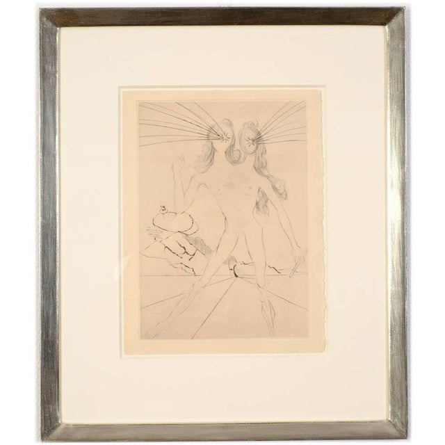 Modern Salvador Dali, Bicéphale from Les Amours de Cassandre, Original Etching, 1960s, Framed For Sale - Image 3 of 3