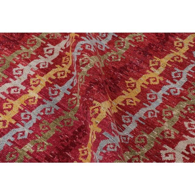 Rug & Kilim’s Tribal Style Rug in Red With Colorful Geometric Stripes For Sale In New York - Image 6 of 7