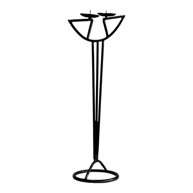 Vintage Art Nouveau Wrought Iron Candle Holder For Sale