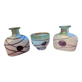 Sculptural Vase and Bowl Glass Set by Bertil Vallien (1982) and Kosta Boda For Sale