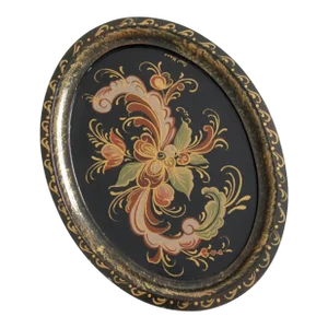 Vintage Hand Painted Rosmaling Wood Tray