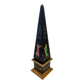 Vintage Italian Hand Painted Obelisk For Sale