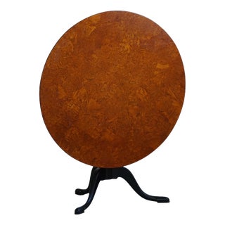 Antique Swedish Tilt-Top Occasional Table in Burl Wood Veneer, Mid-19th Century For Sale