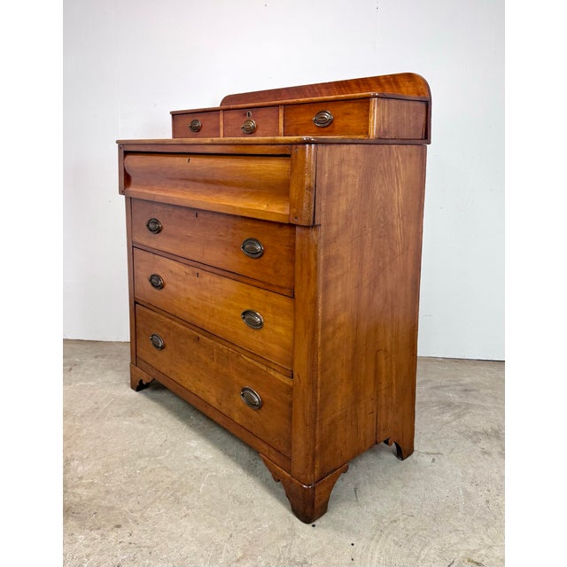 Victorian Early American 19th Century Victorian / Empire Style Step Back Chest of Drawers in Southern Yellow Pine For Sale - Image 3 of 12