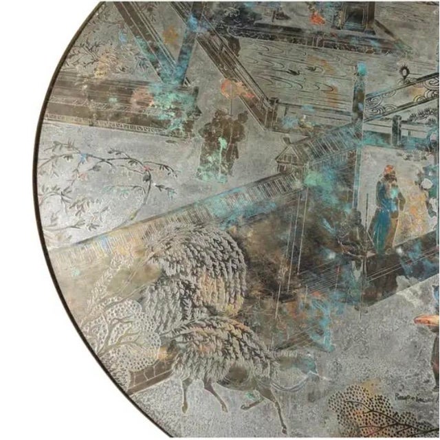 Philip and Kelvin LaVerne Philip and Kelvin LaVerne “Chan” Coffee Table, Acid Etched Brass, 1960s For Sale - Image 4 of 14