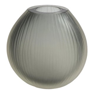 Hand Blown Murano Canetto Vase in Grey Large For Sale