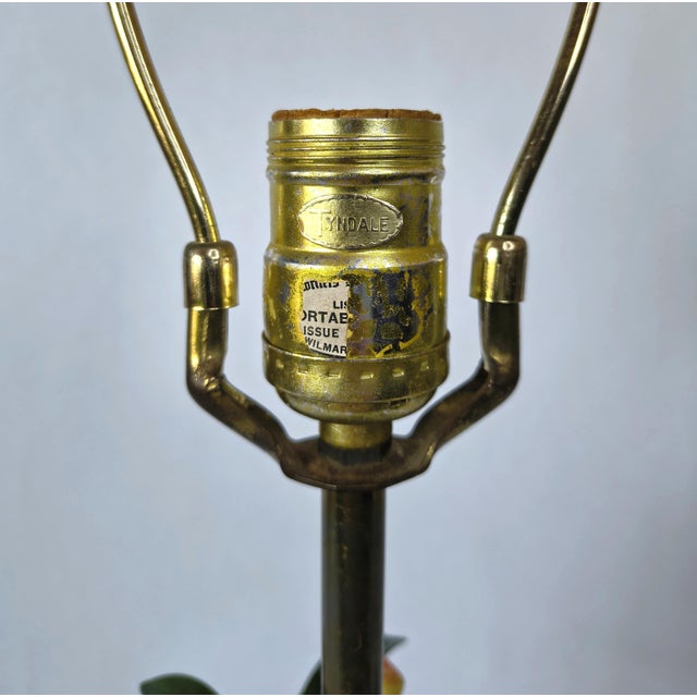 1950s Mid Century Modern Italian Tole Floral Table Lamp For Sale - Image 4 of 14