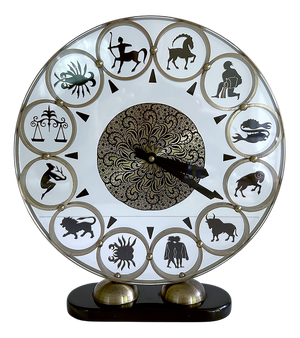 Vintage Zodiac Theme Desktop Clock, 1950s