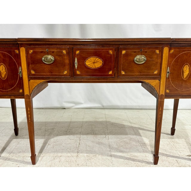 1980s Custom Made Inlaid Mahogany Sideboard For Sale In New York - Image 6 of 12