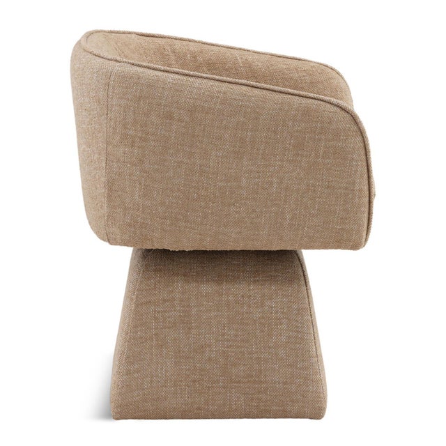 Contemporary Latte Pedestal Swivel Dining Chair For Sale - Image 3 of 7