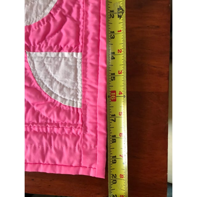 Vintage Hot Pink and White Hand Sewn Quilt Pillow Case For Sale - Image 4 of 6
