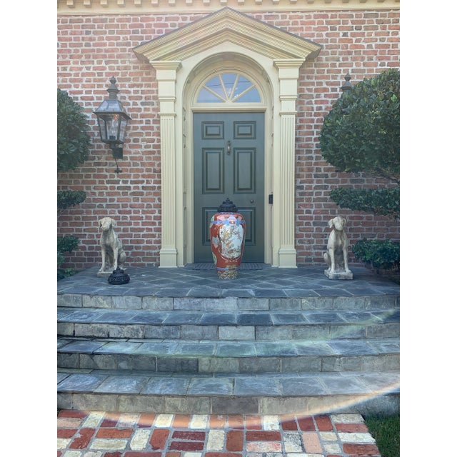 1900 - 1909 Monumental Antique Japanese Kutani Vases - a Pair For Sale - Image 5 of 12