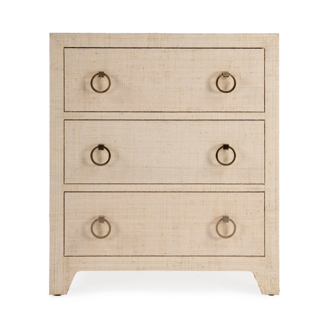 Tan Bar Harbor Raffia 3 Drawer Nightstand, Natural For Sale - Image 8 of 8