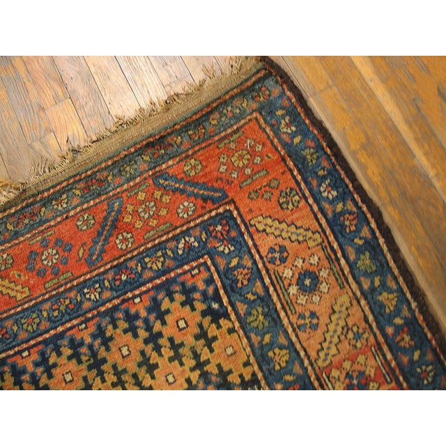 1900s Blue Navy Geometric Antique Nw Persian Rug 3'6" X 7'8" Handmade Wool Carpet For Sale - Image 4 of 4