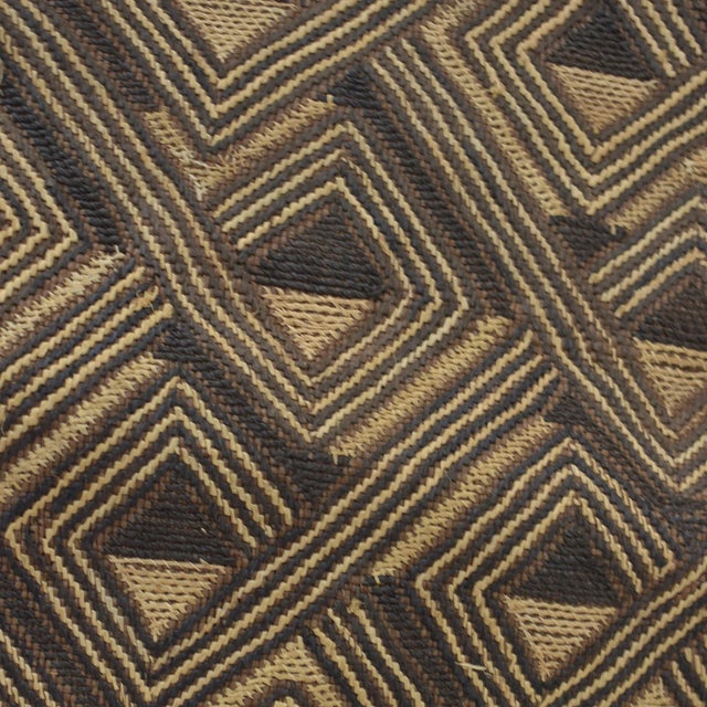 Tan Early 20th Century Kuba Double Square Raffia Textile 44.5x22Inch For Sale - Image 8 of 8