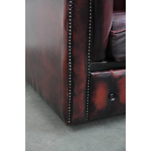 English Chesterfield Leather Armchair on Wheels For Sale - Image 16 of 18