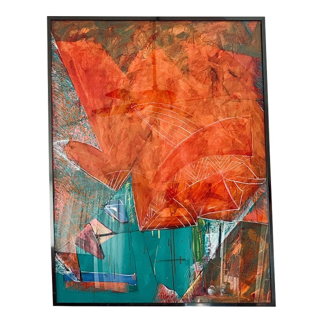 Roger Kast's 1990’s Untitled Abstract Impressionism Mixed Media Painting, Framed For Sale