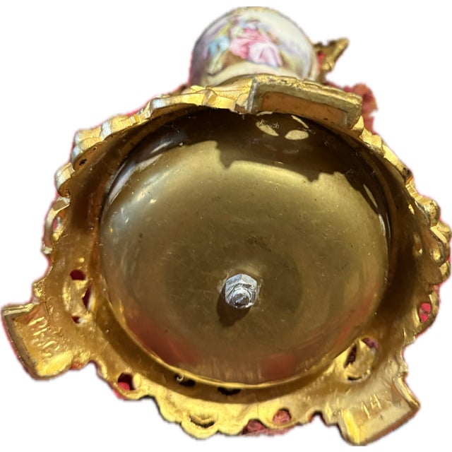 Ceramic An Antique French Sevres-Style Porcelain and Gilt Bronze (Ormolu) Urn or Vase With a Glass Serving Tray. For Sale - Image 7 of 7